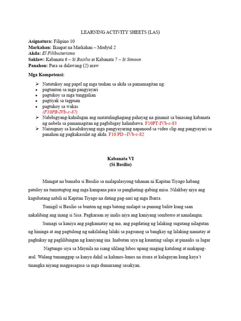 Learning Activity Sheets k60k7 | PDF