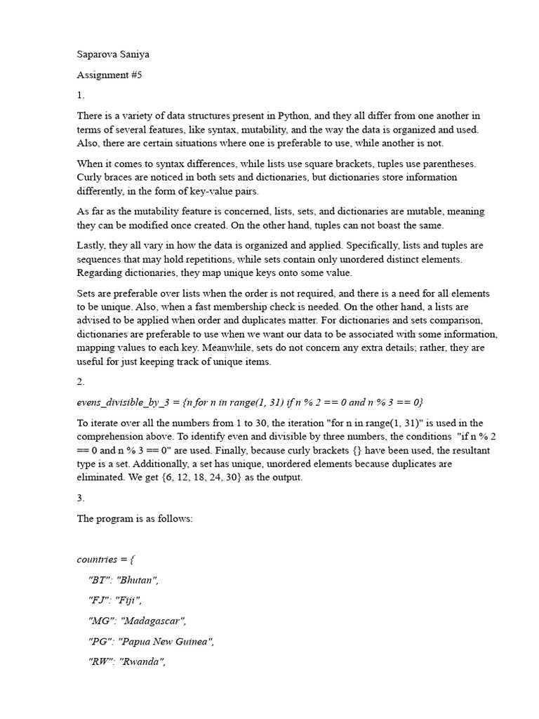 Assignment 5 Final | PDF | Computer Program | Programming