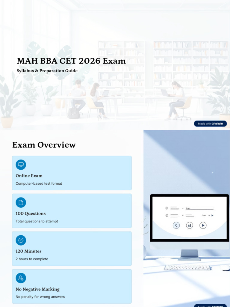 MAH BBA CET 2026 Exam | PDF | Random Access Memory | Read Only Memory