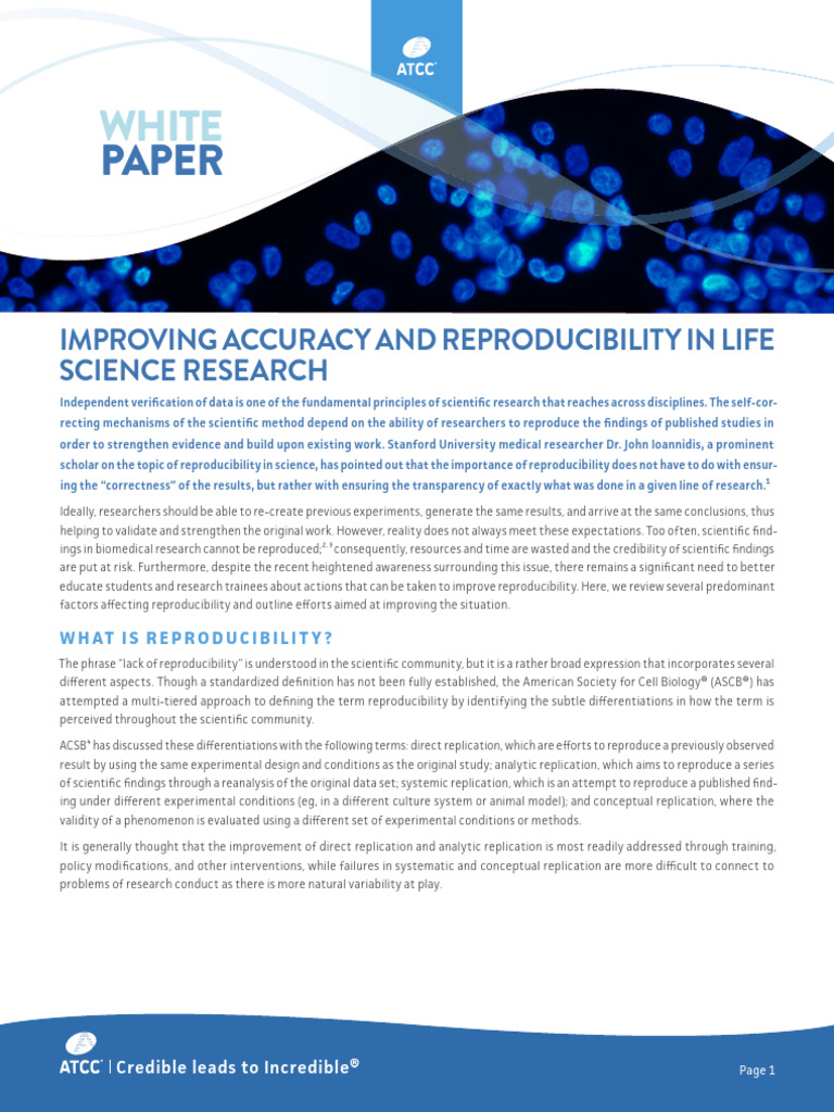 Improving Accuracy and Reproducibility in Life Science Research | PDF