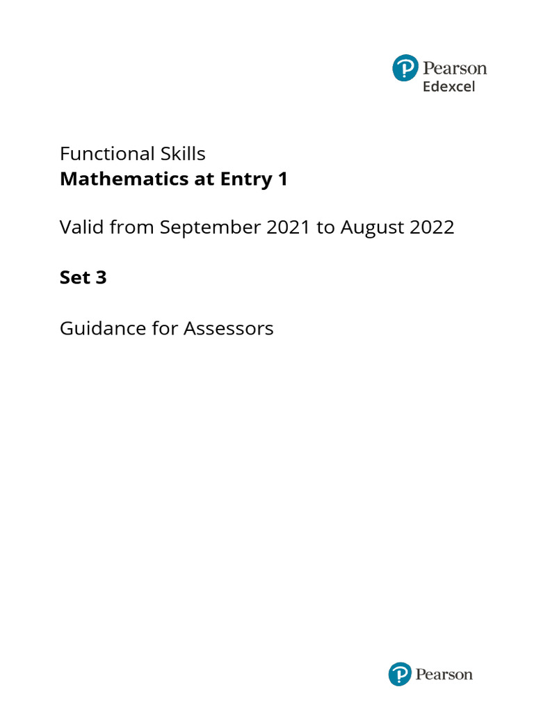 E1 Maths Workbook Guidance For Assessors Set 3 (2021-22) | PDF