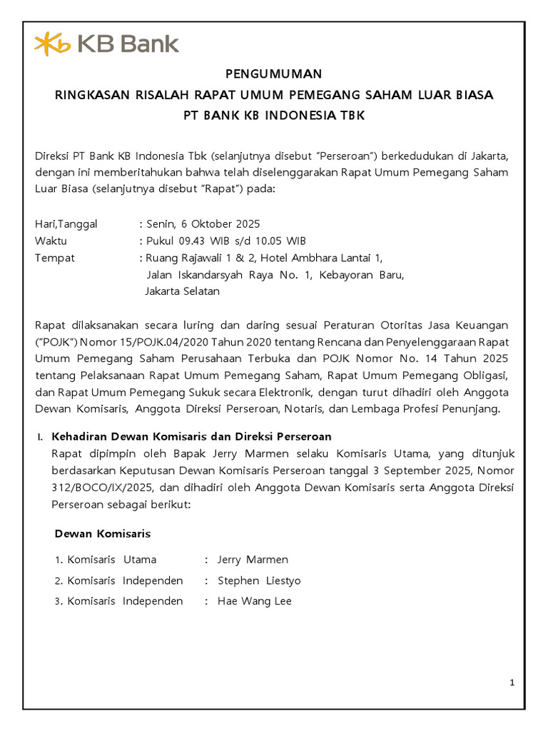 BBKP Ringkasan Risalah Risalah RUPS 31965903 Lamp2 | PDF