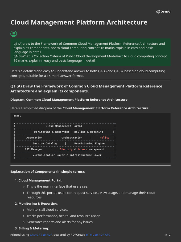Cloud Management Platform Architecture Unit 3 pdf2 | PDF | Cloud ...