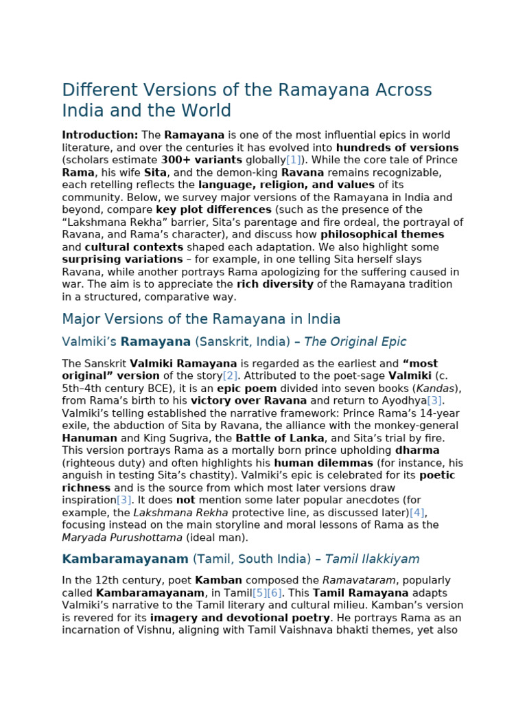 Different Versions of The Ramayana Across India and The World | PDF ...
