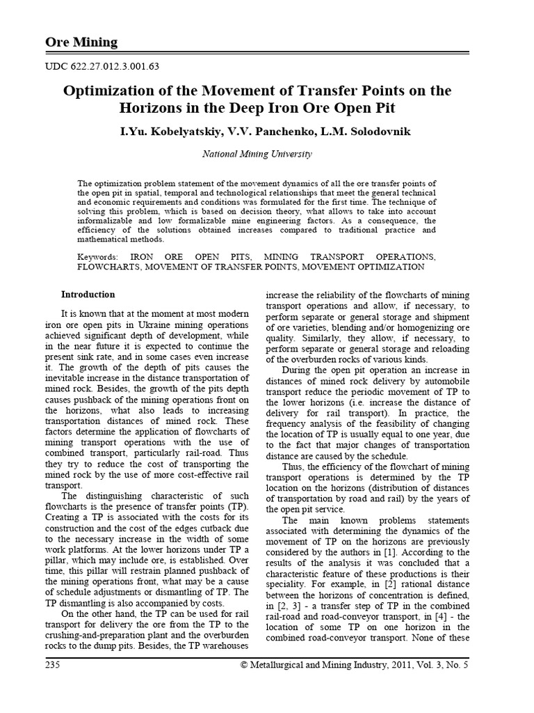 Optimization of The Movement of | PDF | Mathematical Optimization | Mining