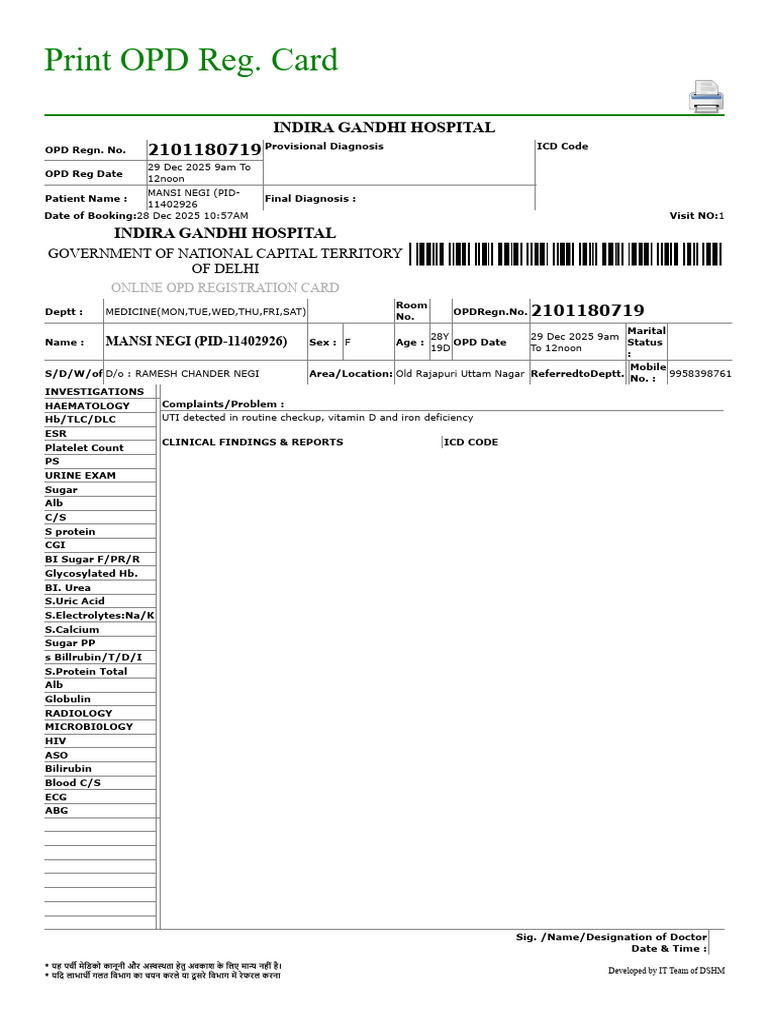Medicine Opd Appointment | PDF