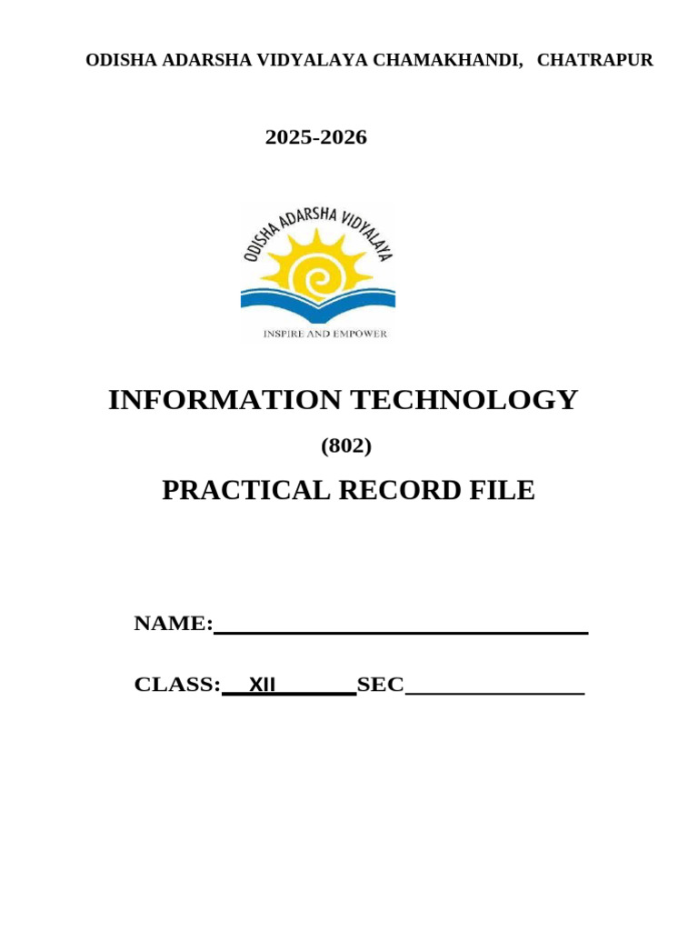 2025 26 Class 12 IT Practical File Mysql | PDF | Computer Programming ...