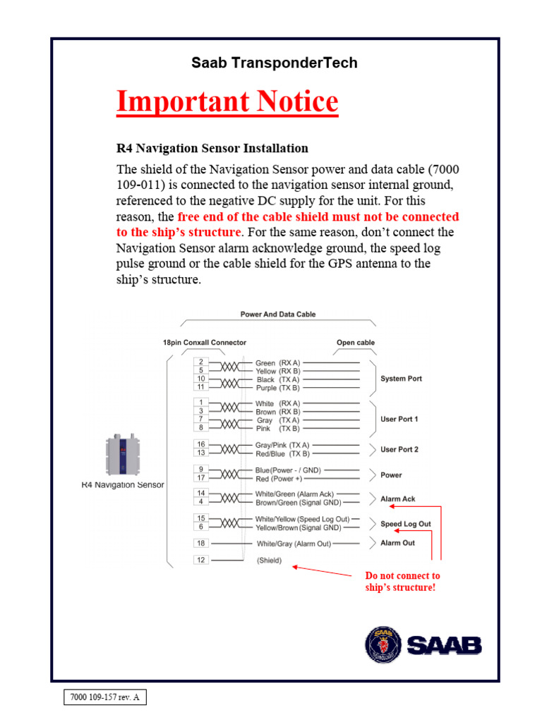 7000 109-157, A, Navigation Sensor Installation Notice | PDF