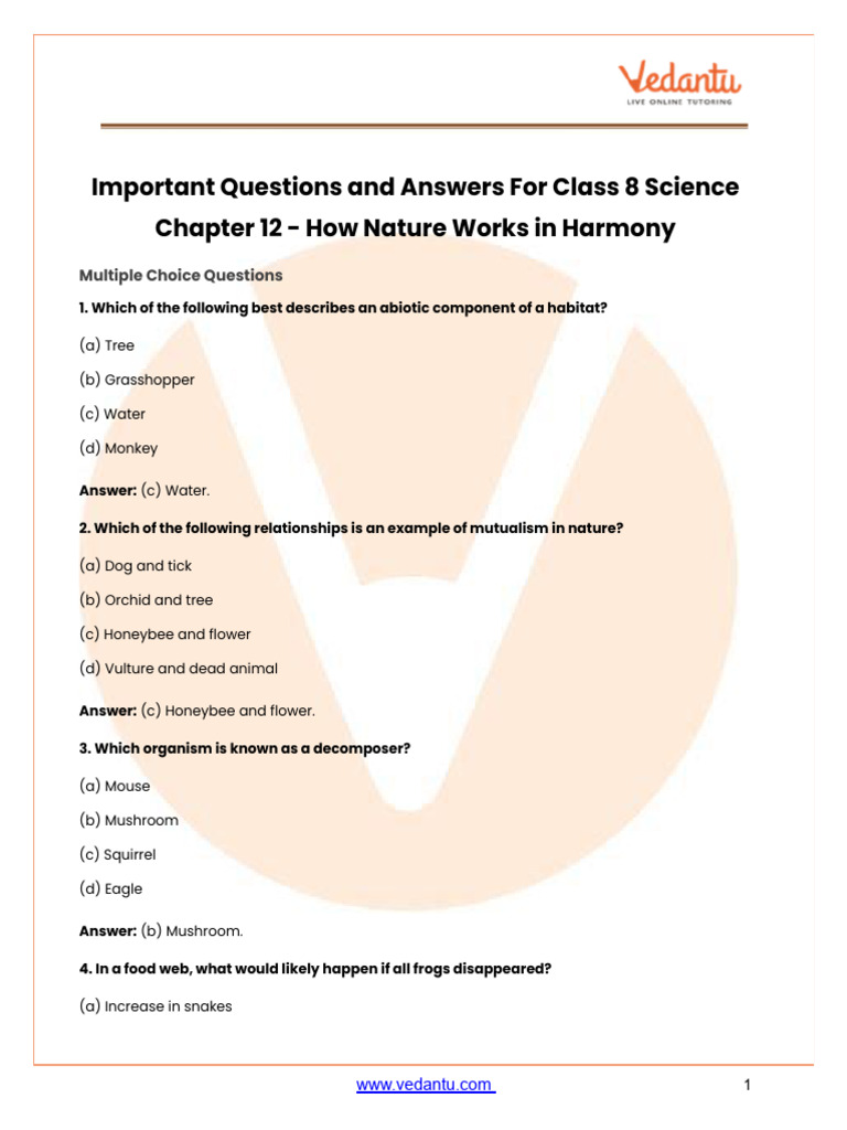 Important Questions and Answers For Class 8 Science Chapter 12 2025-26 ...