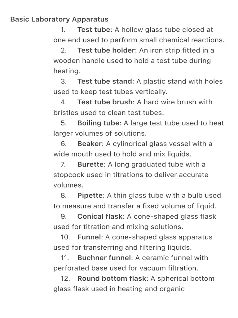 Basic Laboratory Apparatus | PDF | Glasses | Distillation