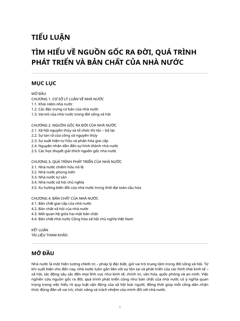 Tieu Luan Nguon Goc Phat Trien Ban Chat Nha Nuoc | PDF