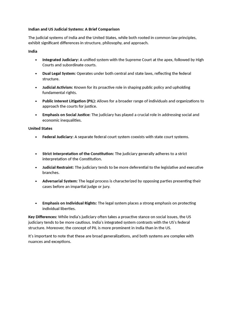 Indian and US Judicial Systems | PDF | Judiciaries | Supreme Court Of ...