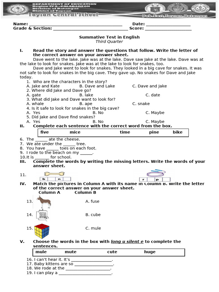 3rd Summative Test 2 | PDF