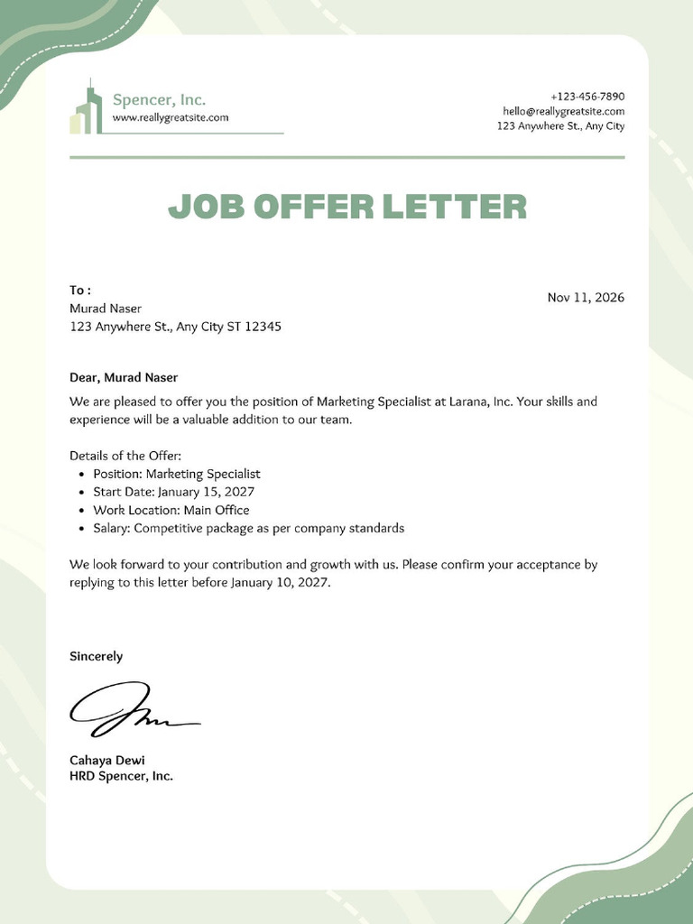 Job Offer Letter | PDF
