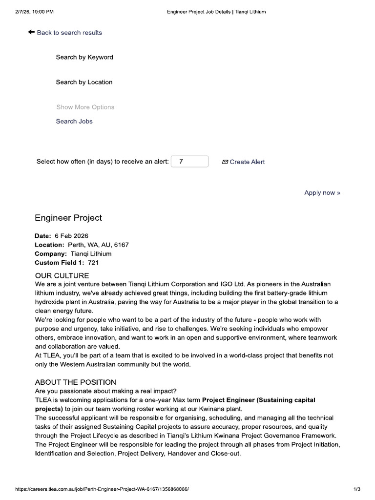 Tianqi Project Engineer Position | PDF