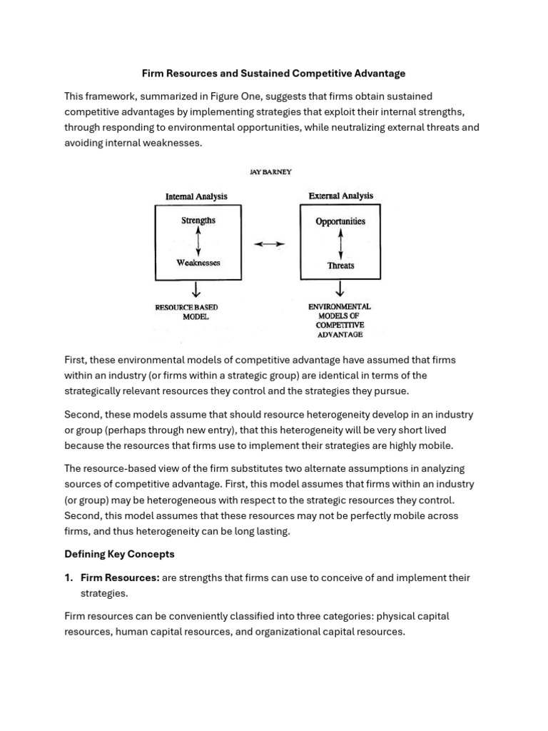 Firm Resources and Sustained Competitive Advantage | PDF | Competitive ...