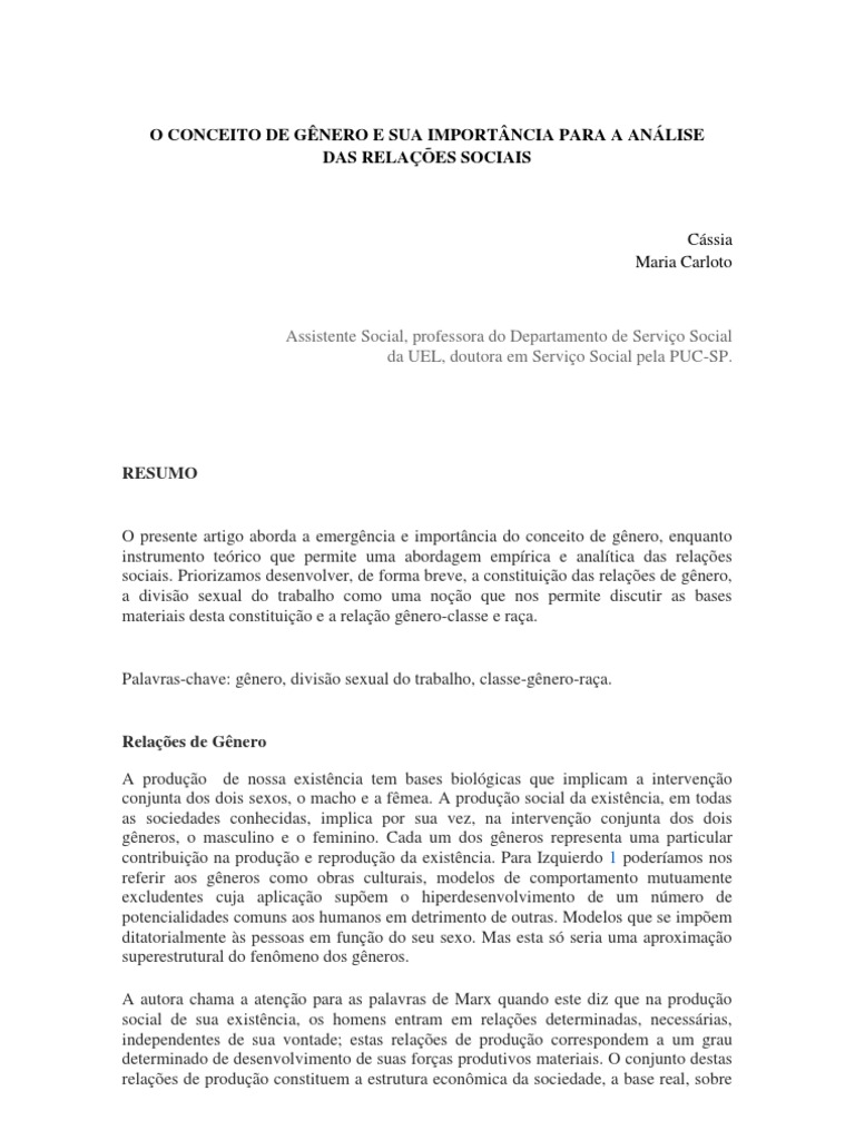 O Conceito de Gênero e Sua Importância para A Análise | PDF | Gênero ...