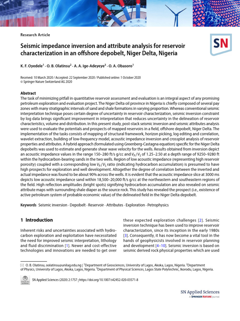 Seismic Impedance Inversion and Attribut | PDF | Petroleum Reservoir ...