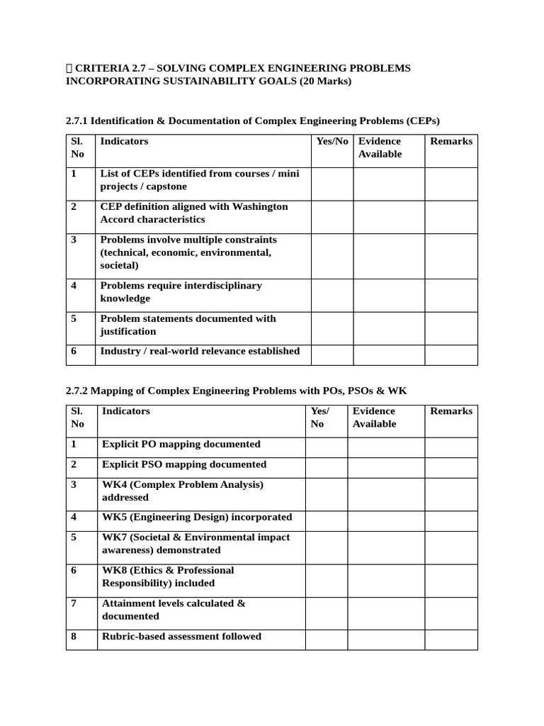 Check List Criteria 2.7 - Solving Complex Engineering Problems ...