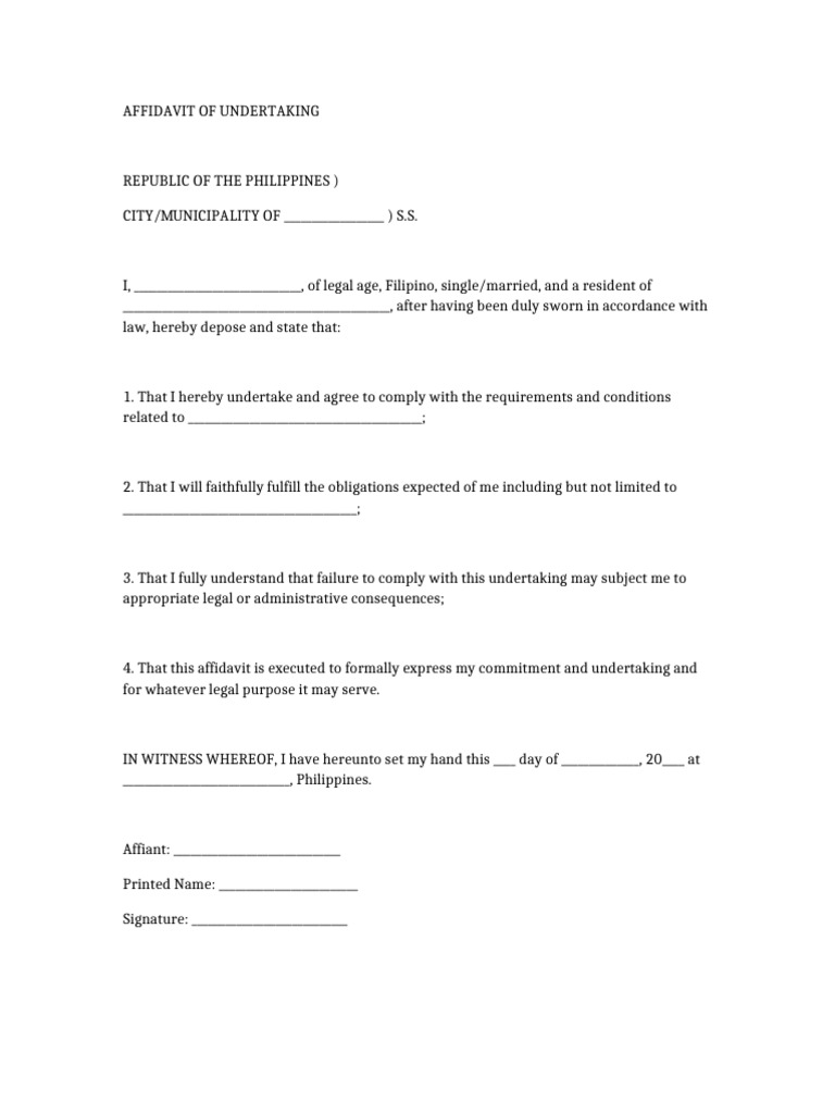 Affidavit of Undertaking 10 Pages | PDF | Affidavit | Notary Public