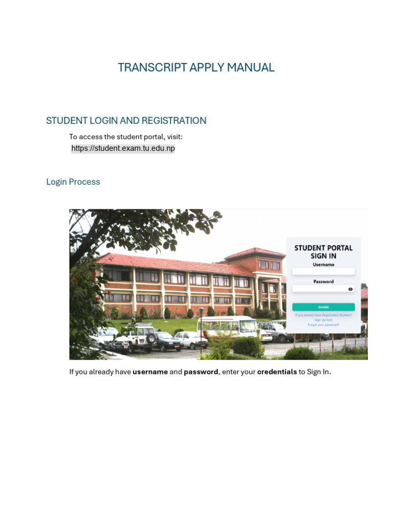 Online - Transcript - Manual - TU 2082 | PDF | Login | Software