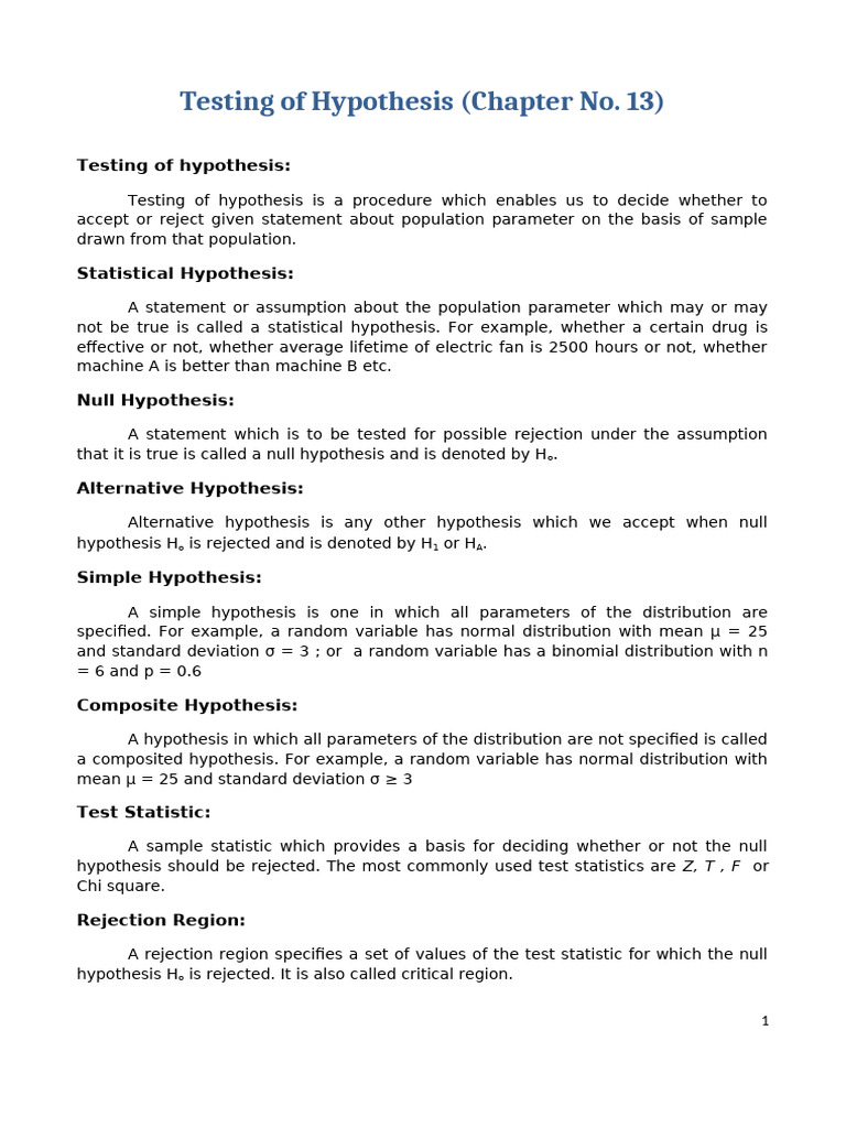Testing of Hypothesis | PDF