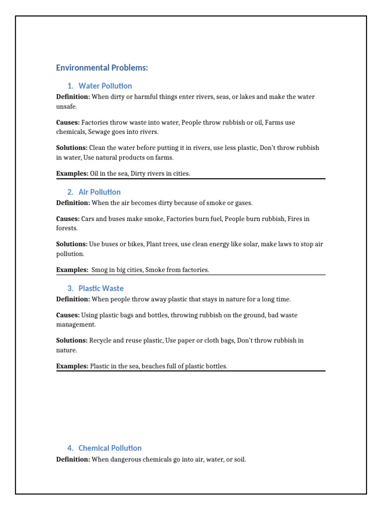 Environmental Problems | PDF | Waste | Pollution