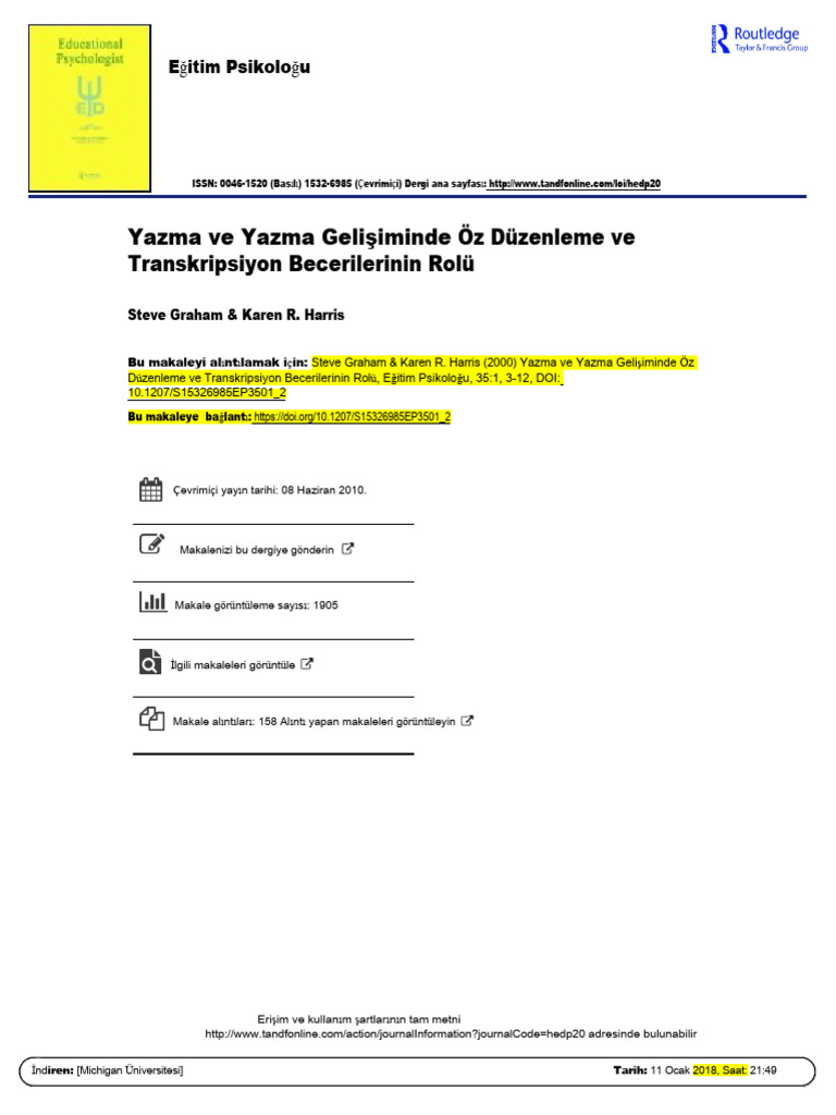 Graham Harris 2000 the Role of Self Regulation and Transcription Skills ...