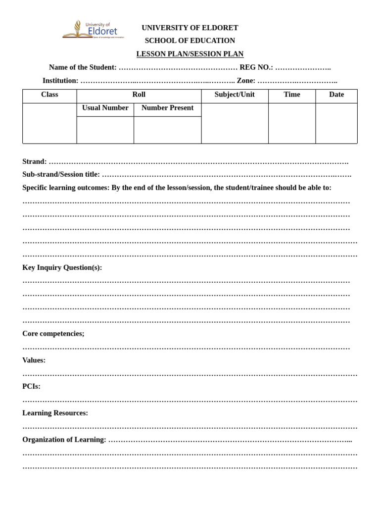 CBC Lesson Plan Uoe 2026 | PDF