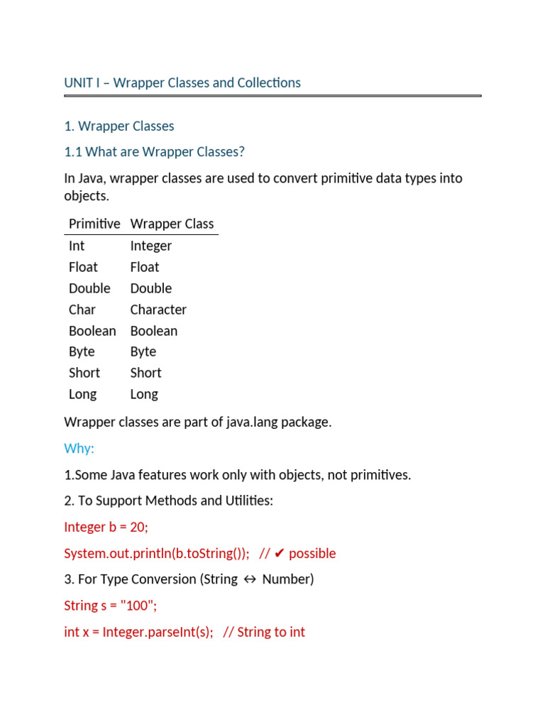 Unit I - Wrapper Classes and Collections (Java) | PDF | Queue (Abstract ...
