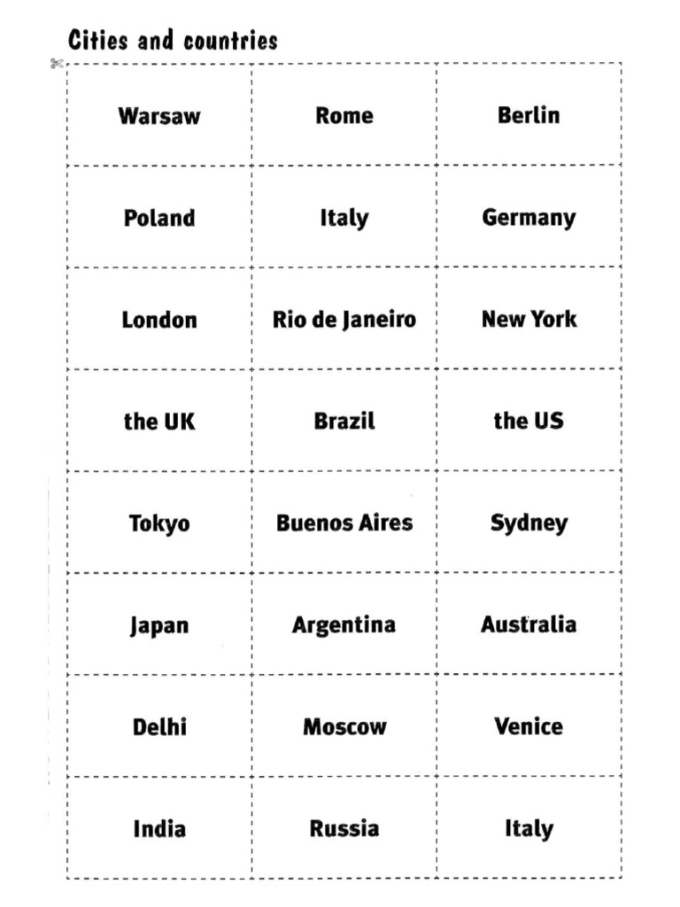 Countries - Match Cities and Countries | PDF