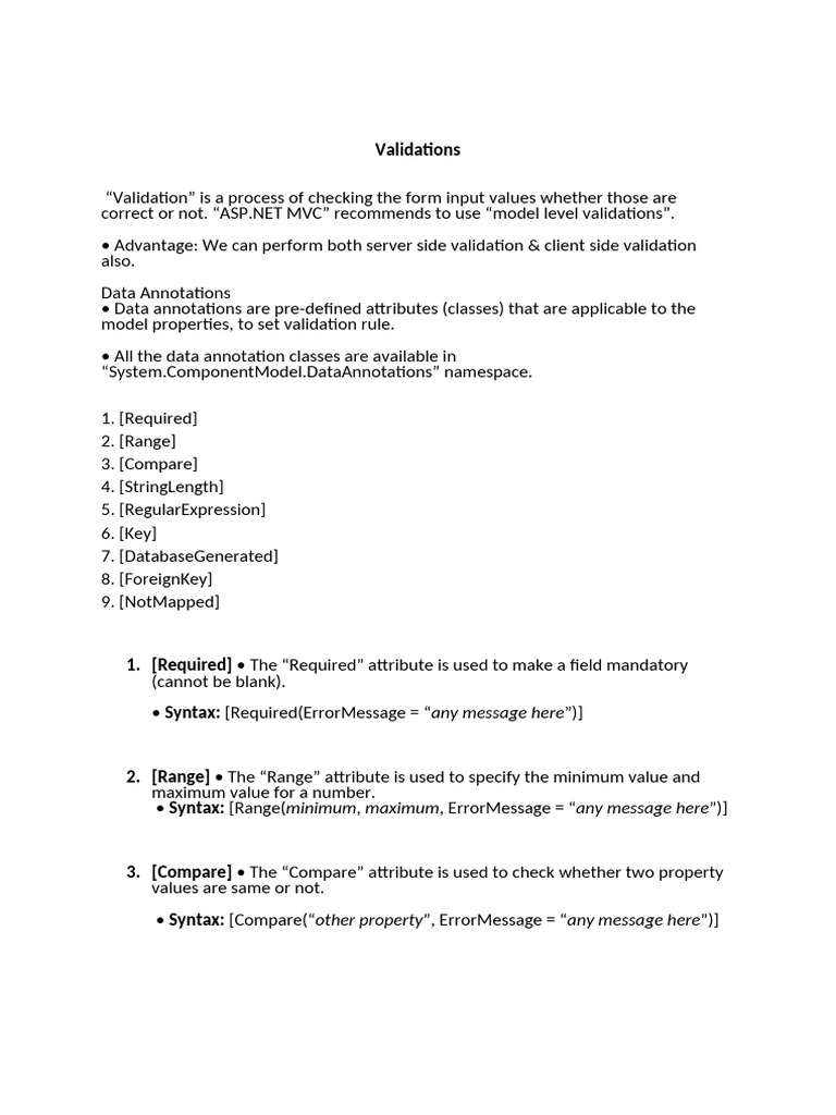 Validations in Core | PDF