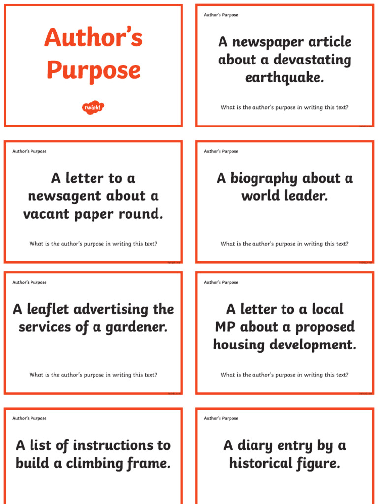 Authors Purpose - Cards | PDF