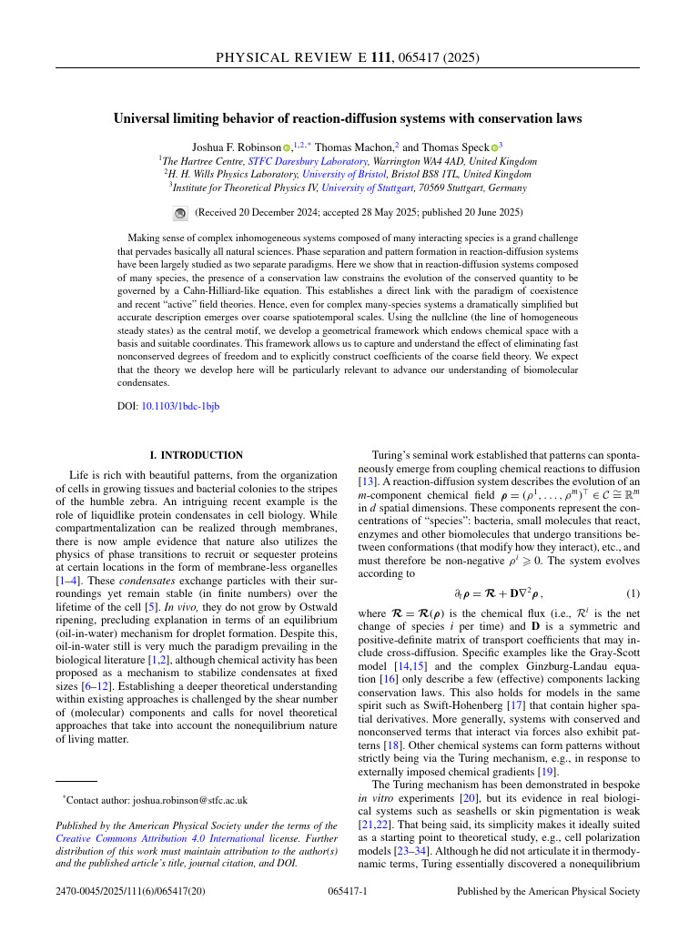 Universal Limiting Behavior of Reaction-Diffusion Systems With ...