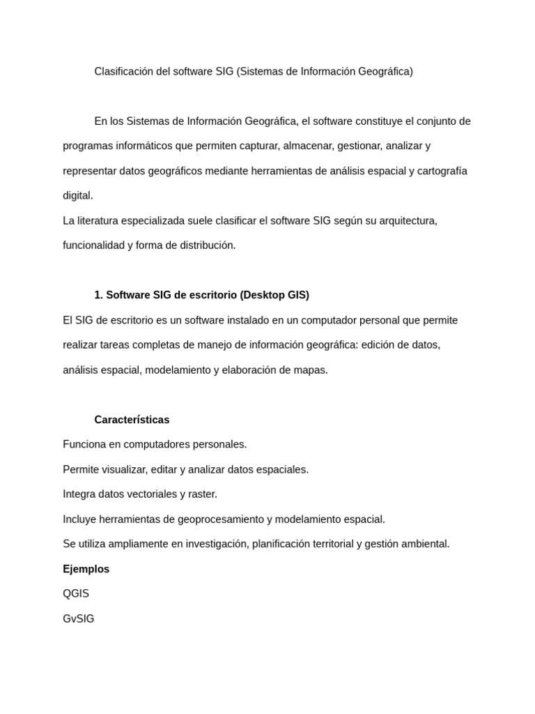 Clasificación Del Software SIG | PDF | Sistema de información ...