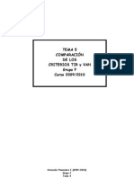 Tema 5 Comparación de Los Criterios Tir Y Van Grupo F Curso 2009/2010