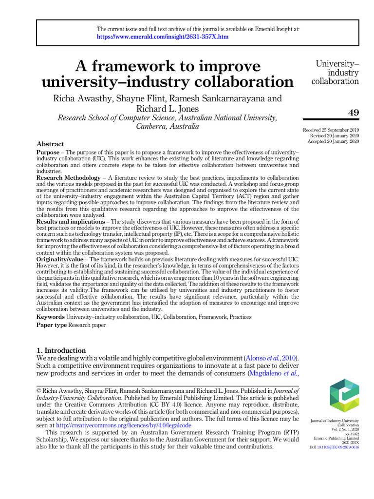 A Framework To Improve University-Industry Collaboration | PDF ...