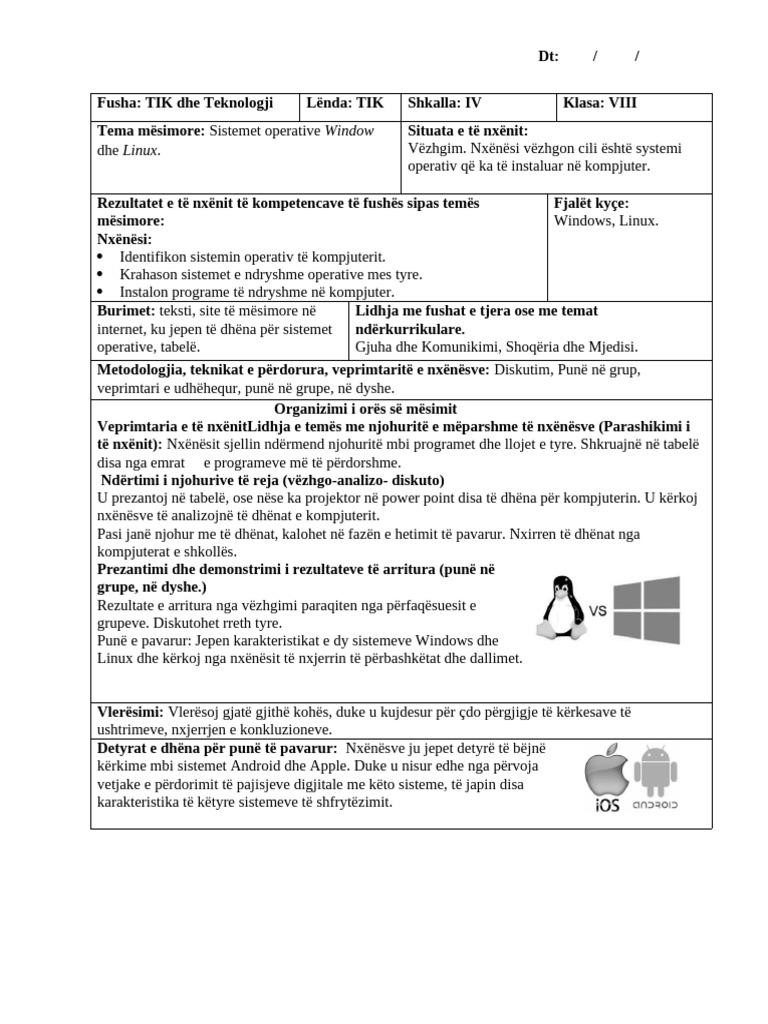 Ditaret TIK 8 - Tremujori i Pare | PDF