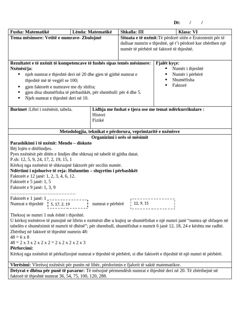 6) Vetite e Numrave Zbulojme | PDF