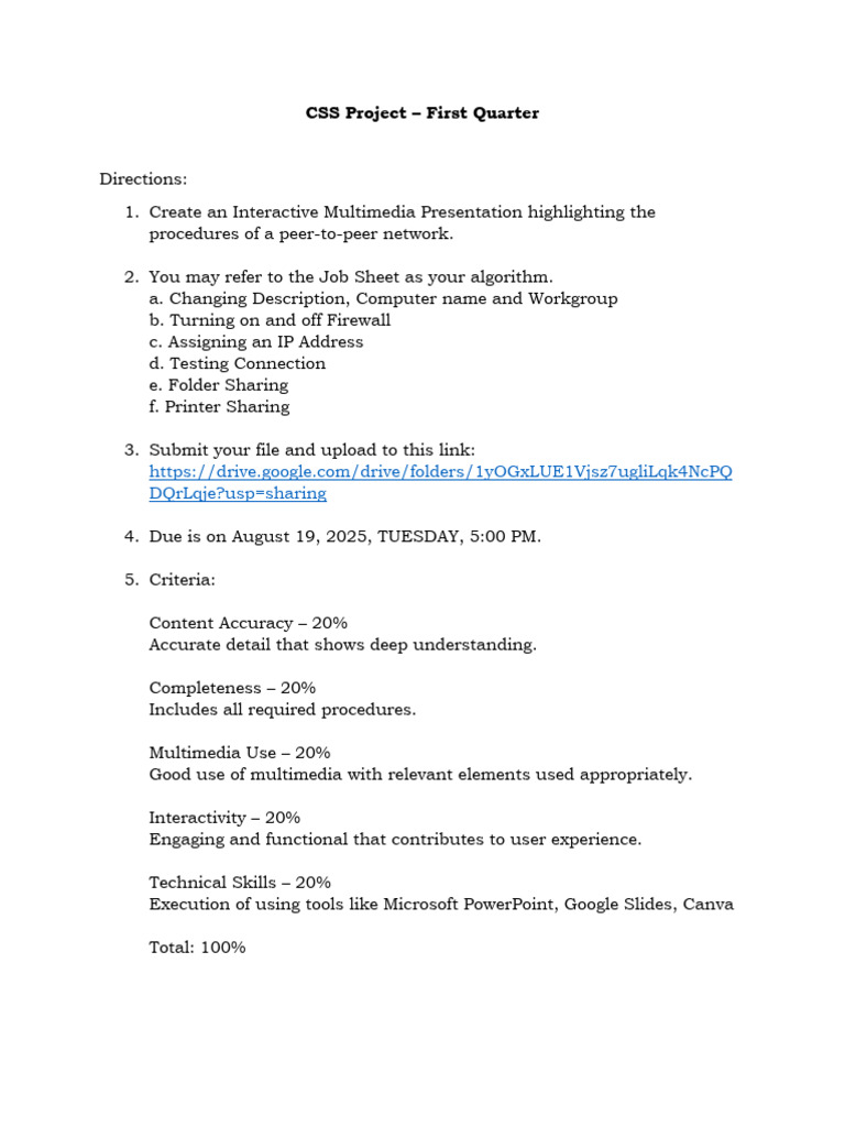 CSS Grade 10 Project First Quarter | PDF
