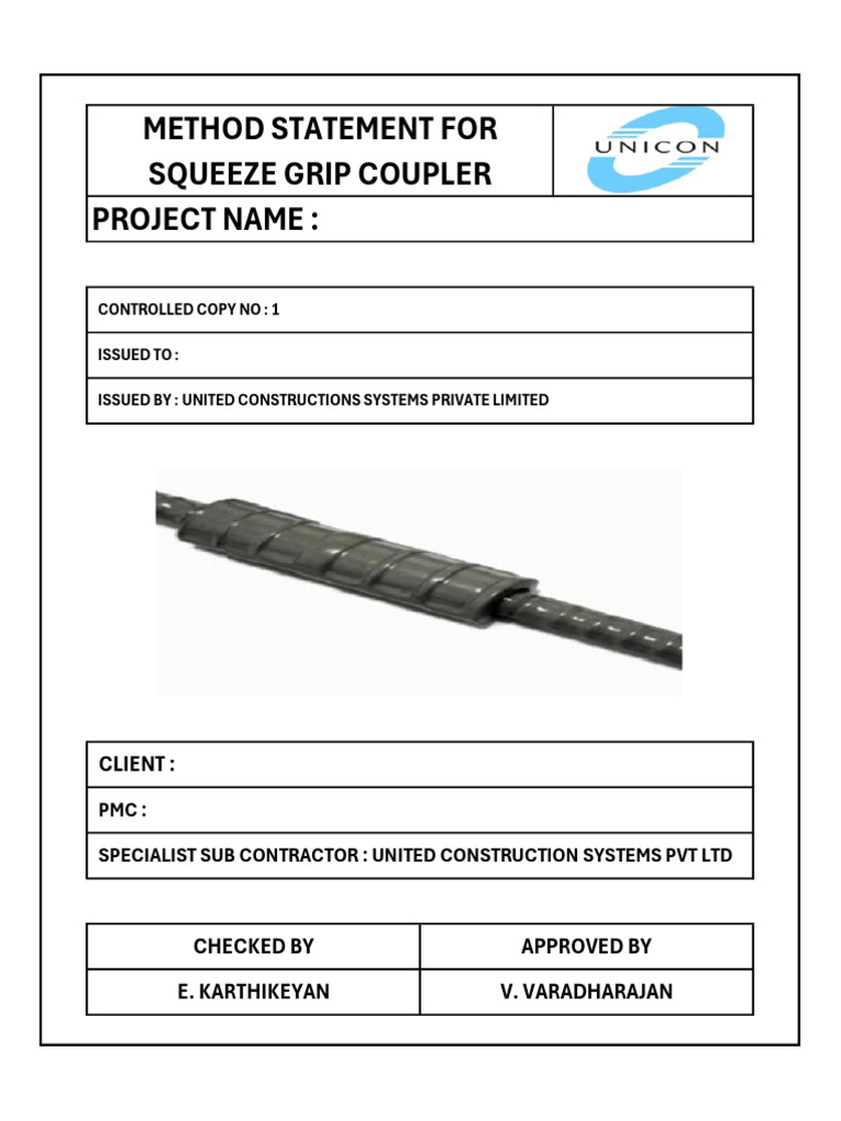Squeeze Grip Coupler - Method Statement New | PDF | Mechanical ...