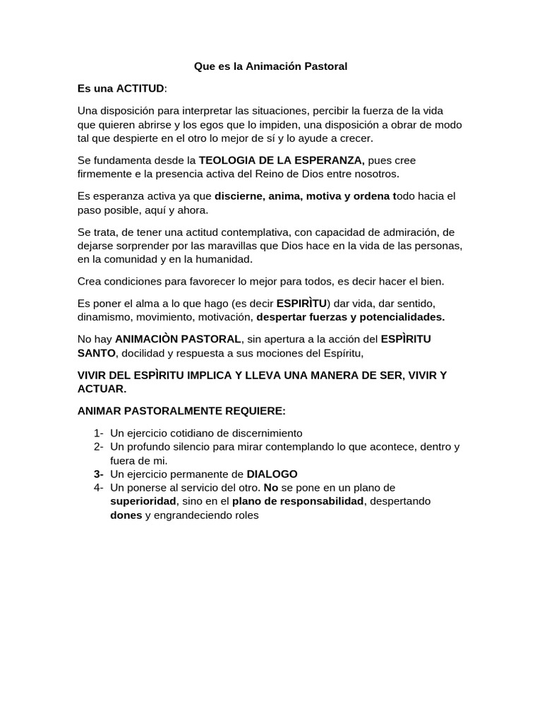 Que Es La Animación Pastoral | PDF