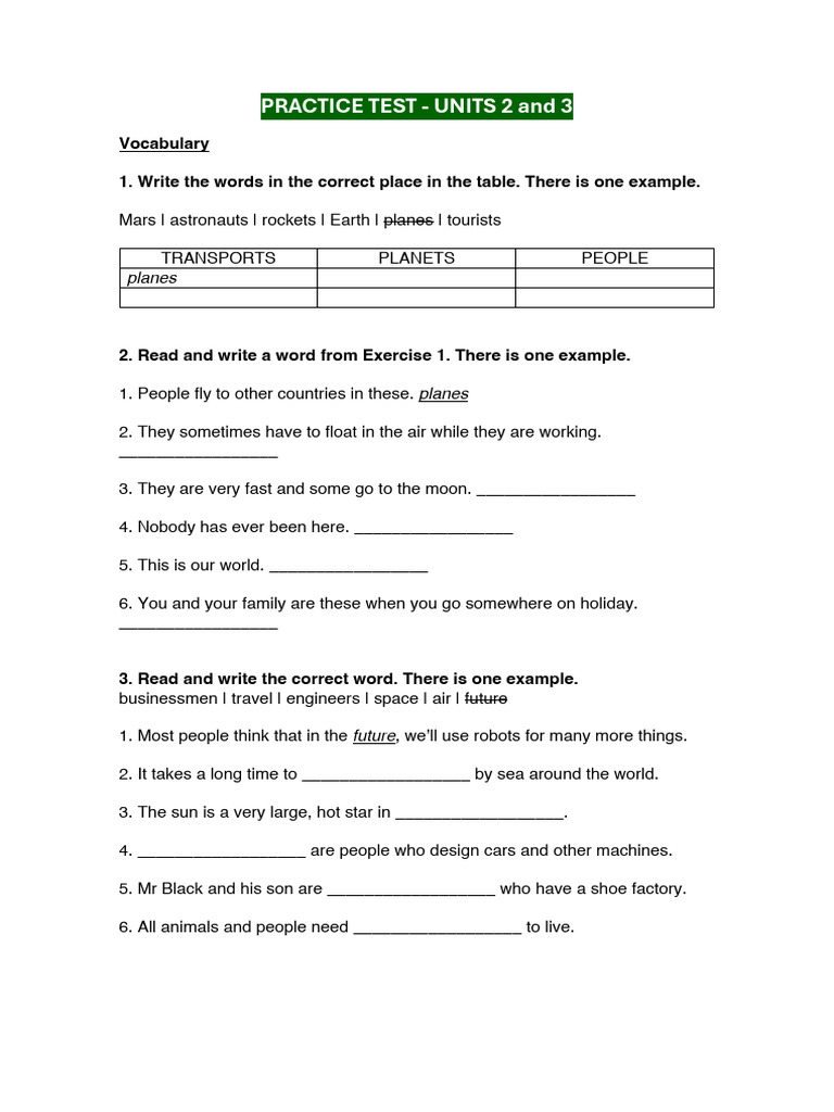 Practice Test - Units 2&3 | PDF