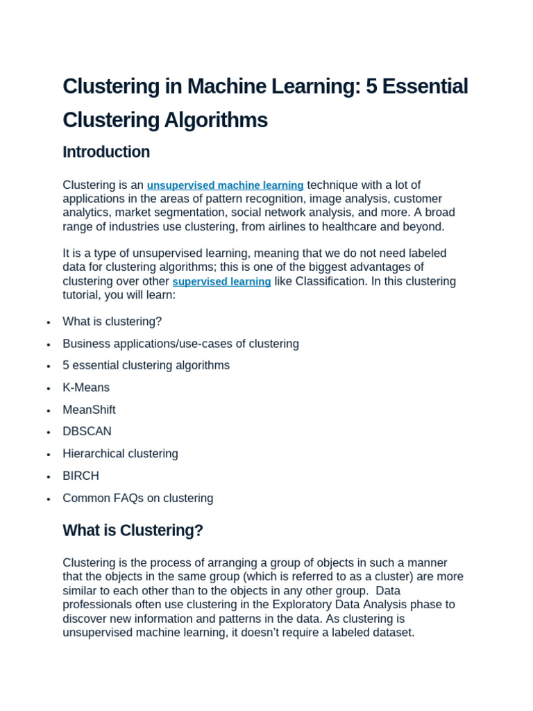 Mod 1 Reading Class P2 LMS | PDF | Cluster Analysis | Machine Learning