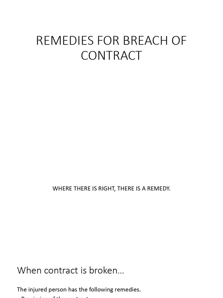 Remedies for Breach of Contract | PDF | Misrepresentation | Damages