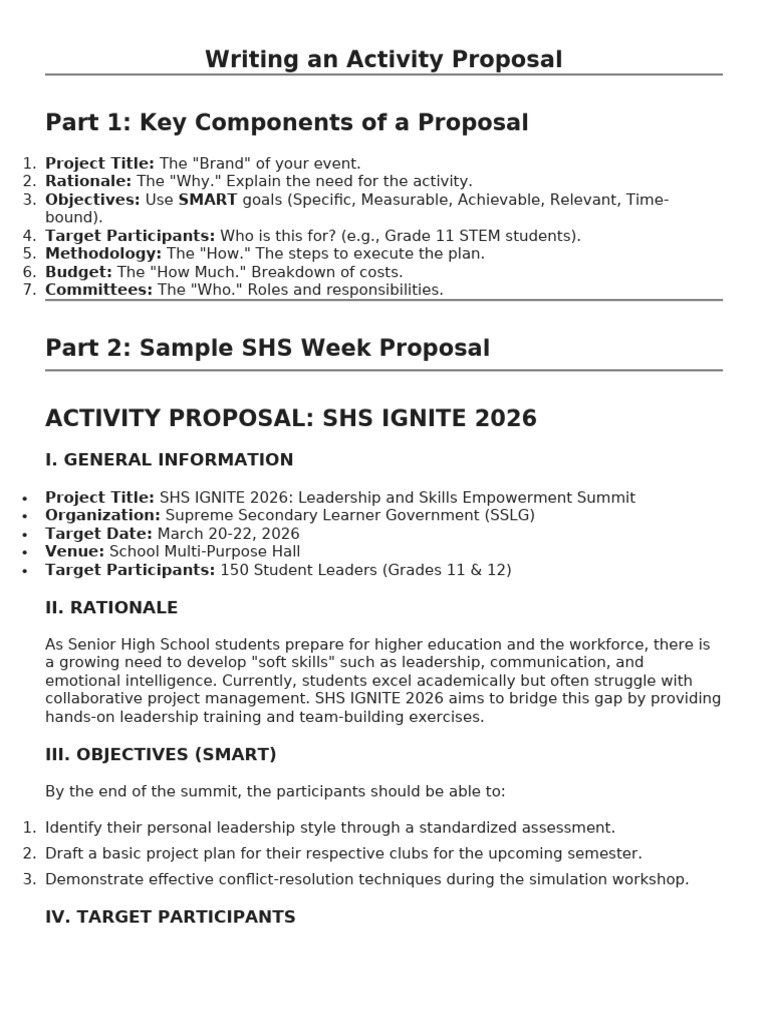 Writing An Activity Proposal | PDF | Leadership