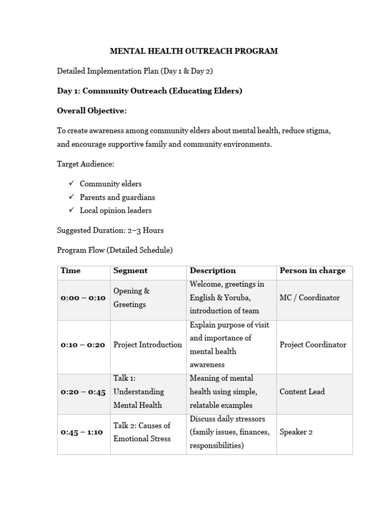 Mental Health Program Plan | PDF | Mental Health | Social Media