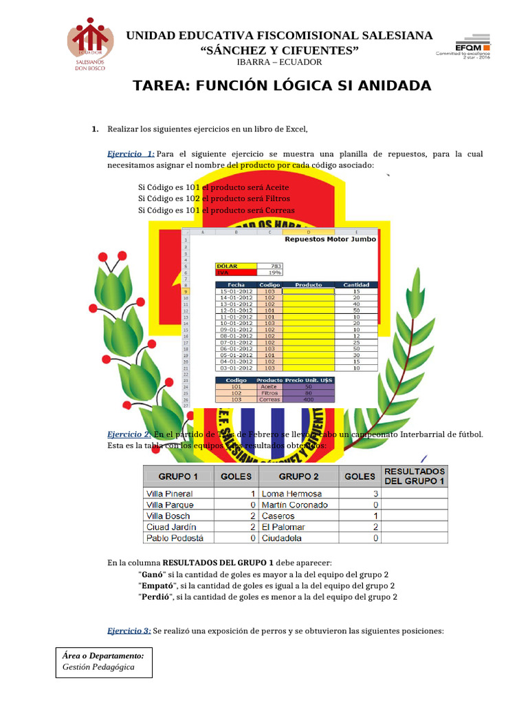 Tarea FuncionSI Anidado Decimo | PDF