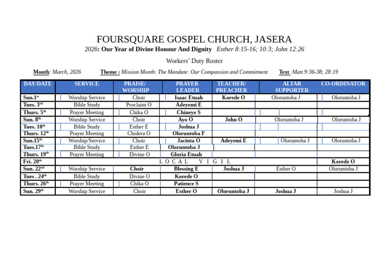 2026 Monthly Program March | PDF