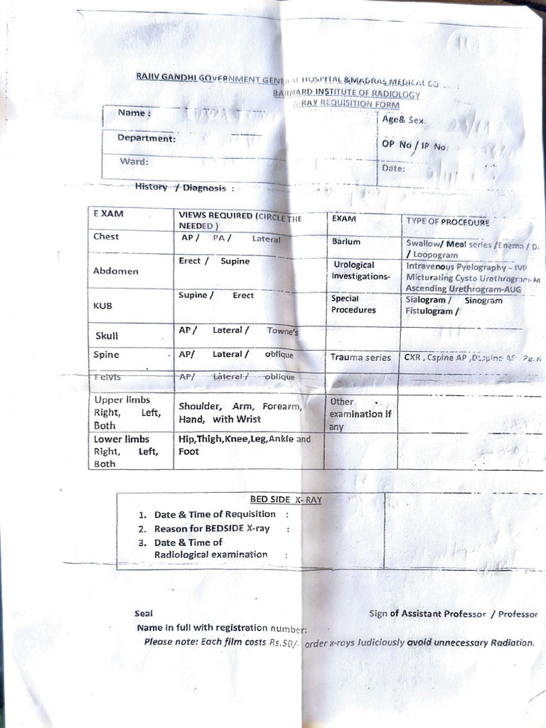 x ray form | PDF
